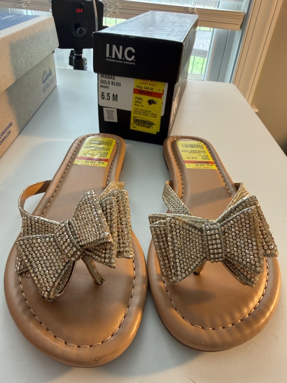 INC International Concepts Women's Gold Embellished Sandals